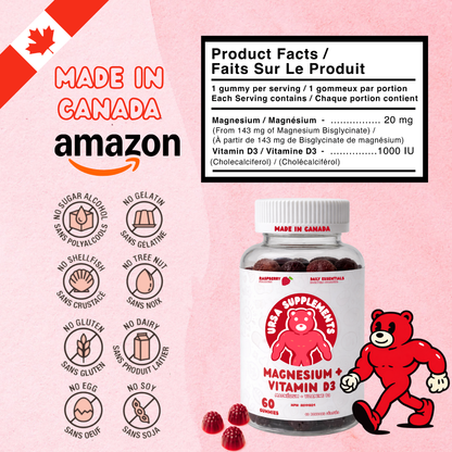 URSA Magnesium Bisglycinate + Vitamin D3 Gummies – 60 Gummies
